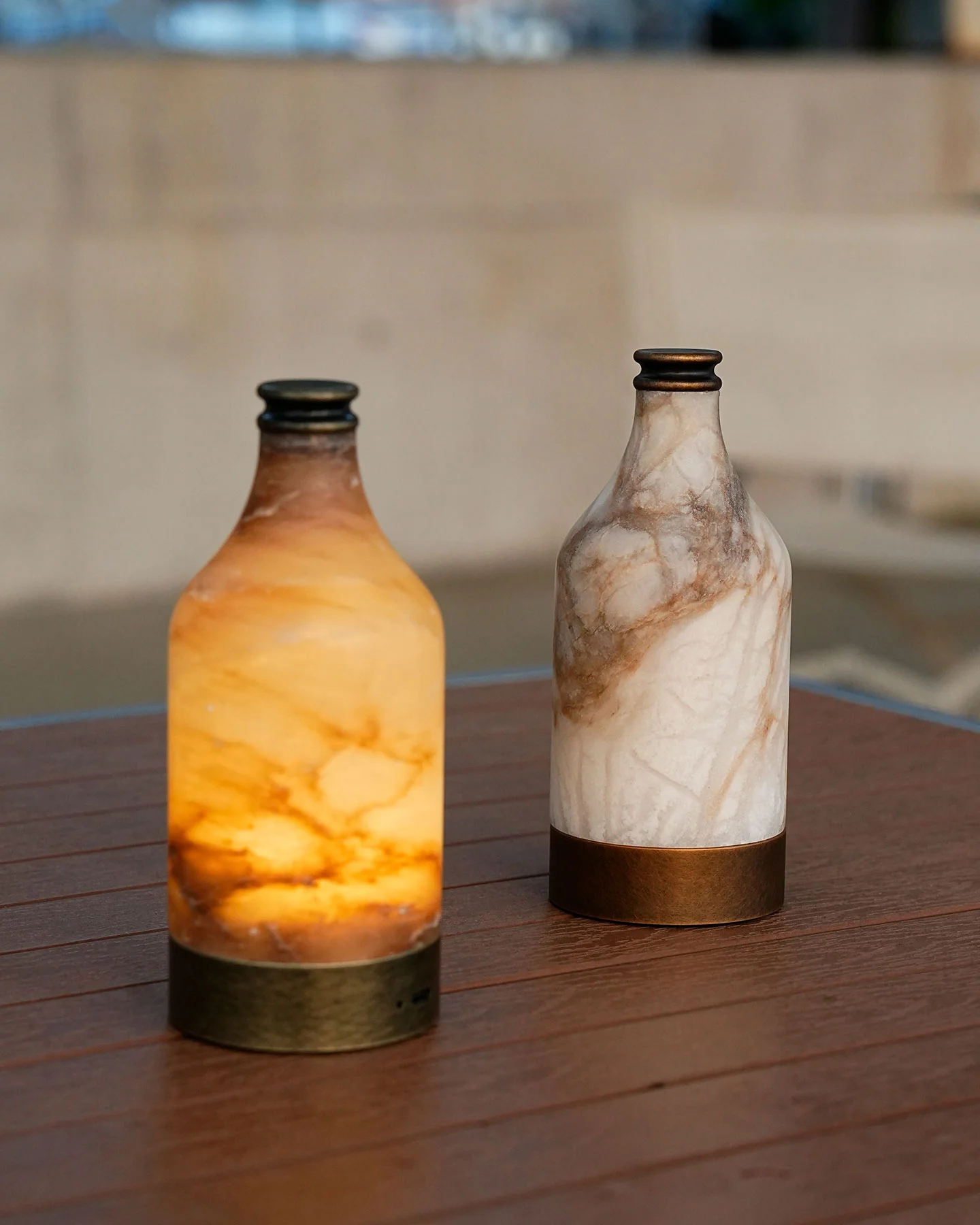 Tipsy Bottle Alabaster Table Lamp