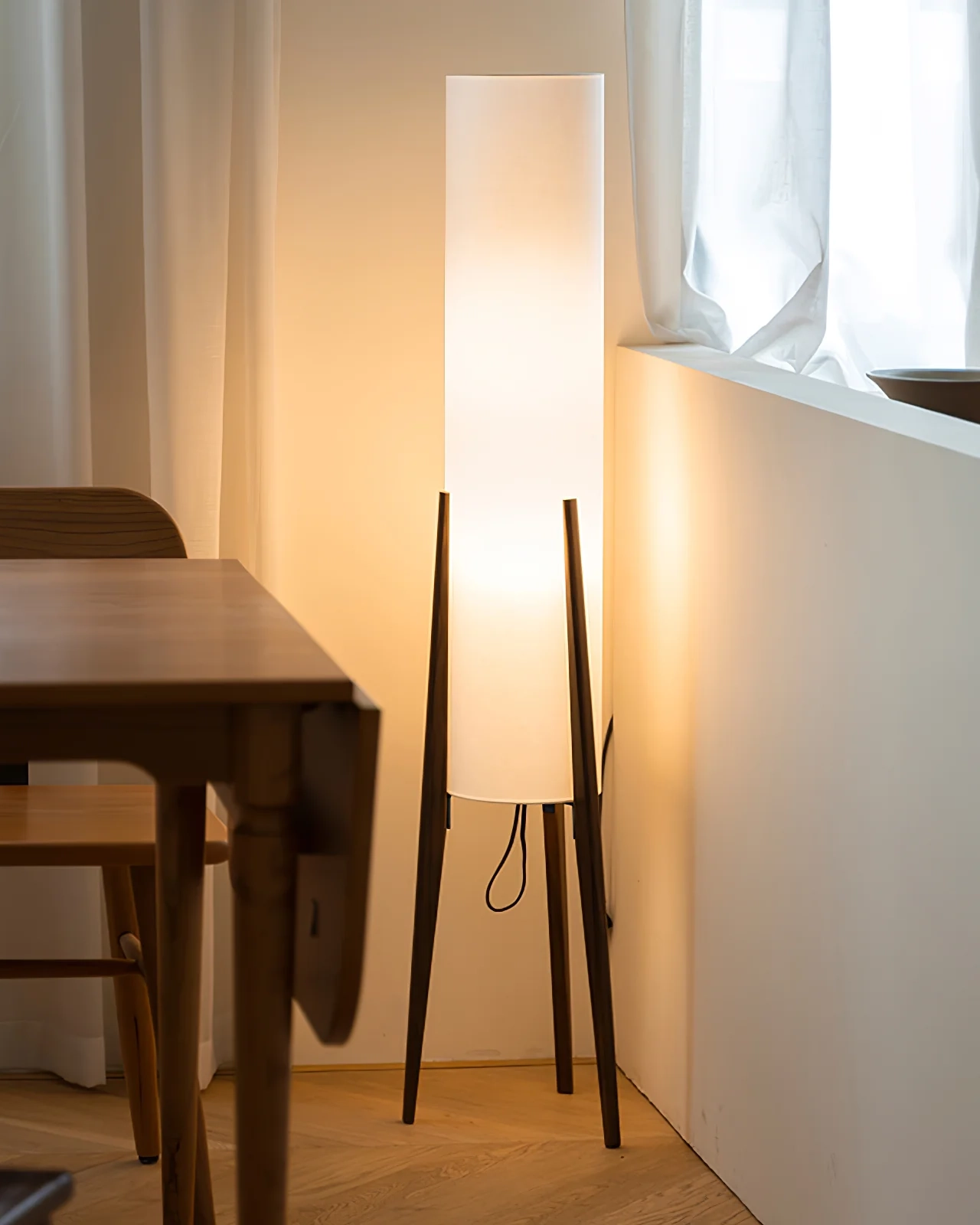 Tripod Walnut Floor Lamp
