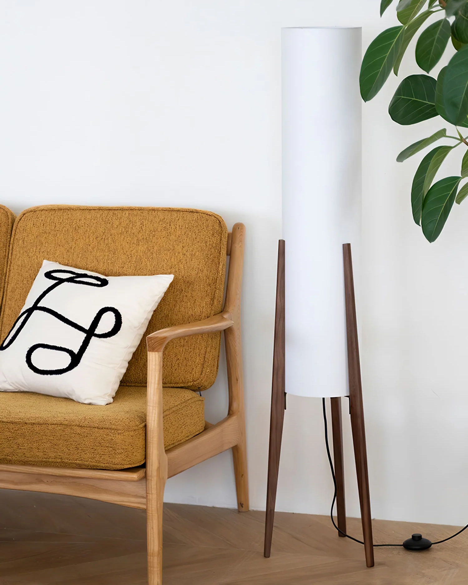 Tripod Walnut Floor Lamp