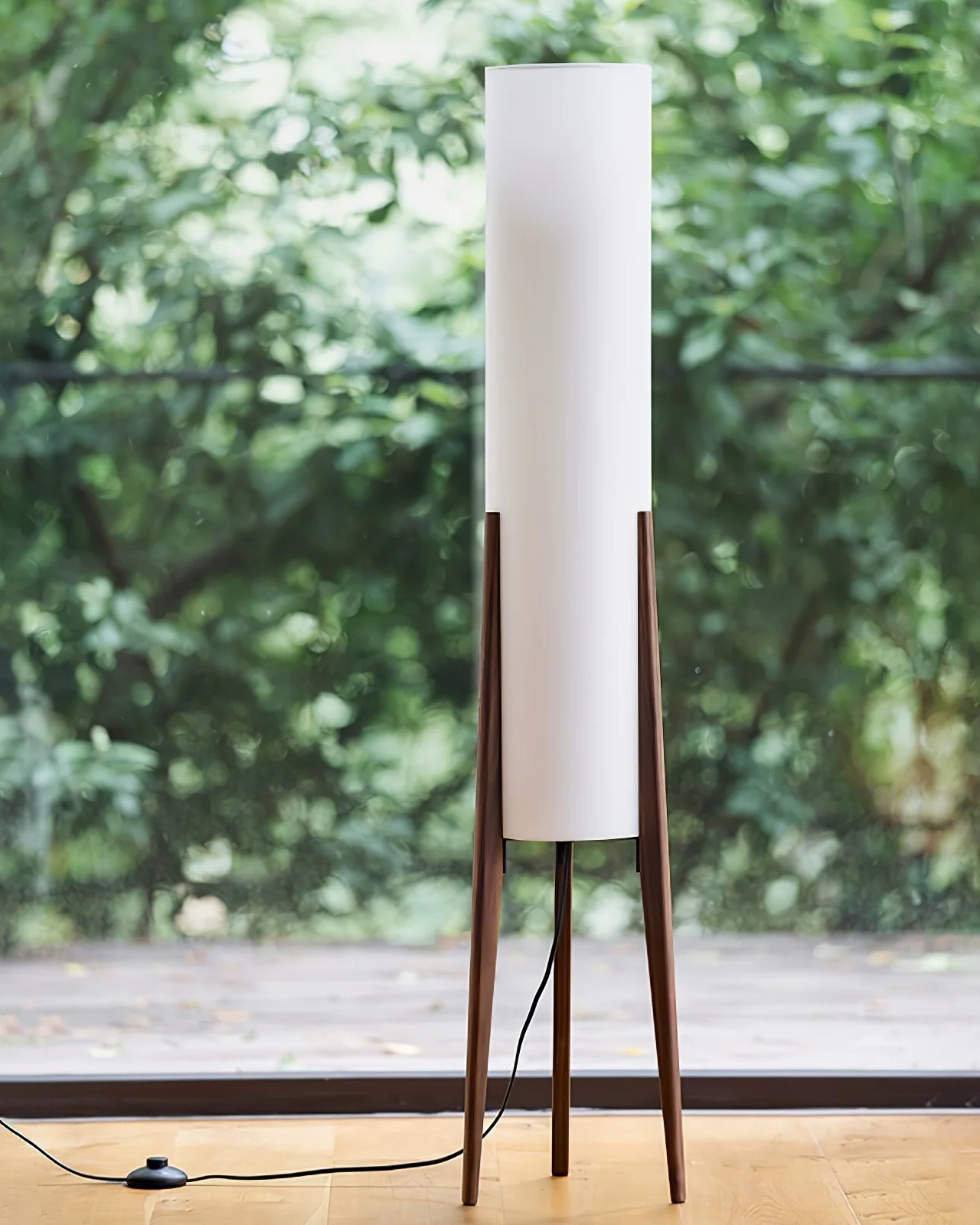 Tripod Walnut Floor Lamp