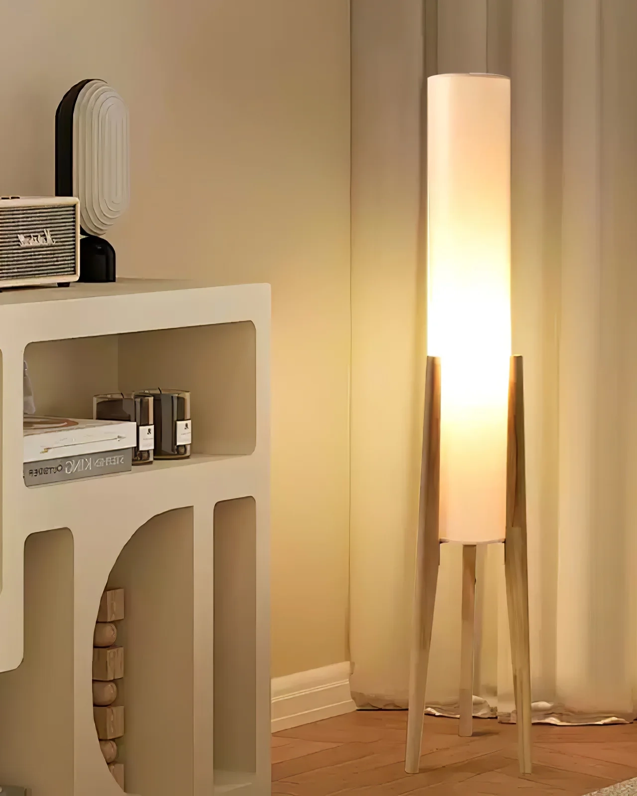 Tripod Walnut Floor Lamp