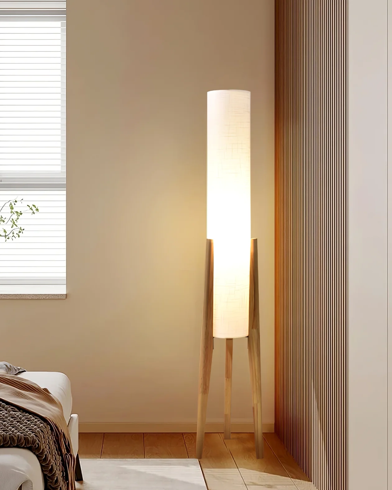 Tripod Walnut Floor Lamp