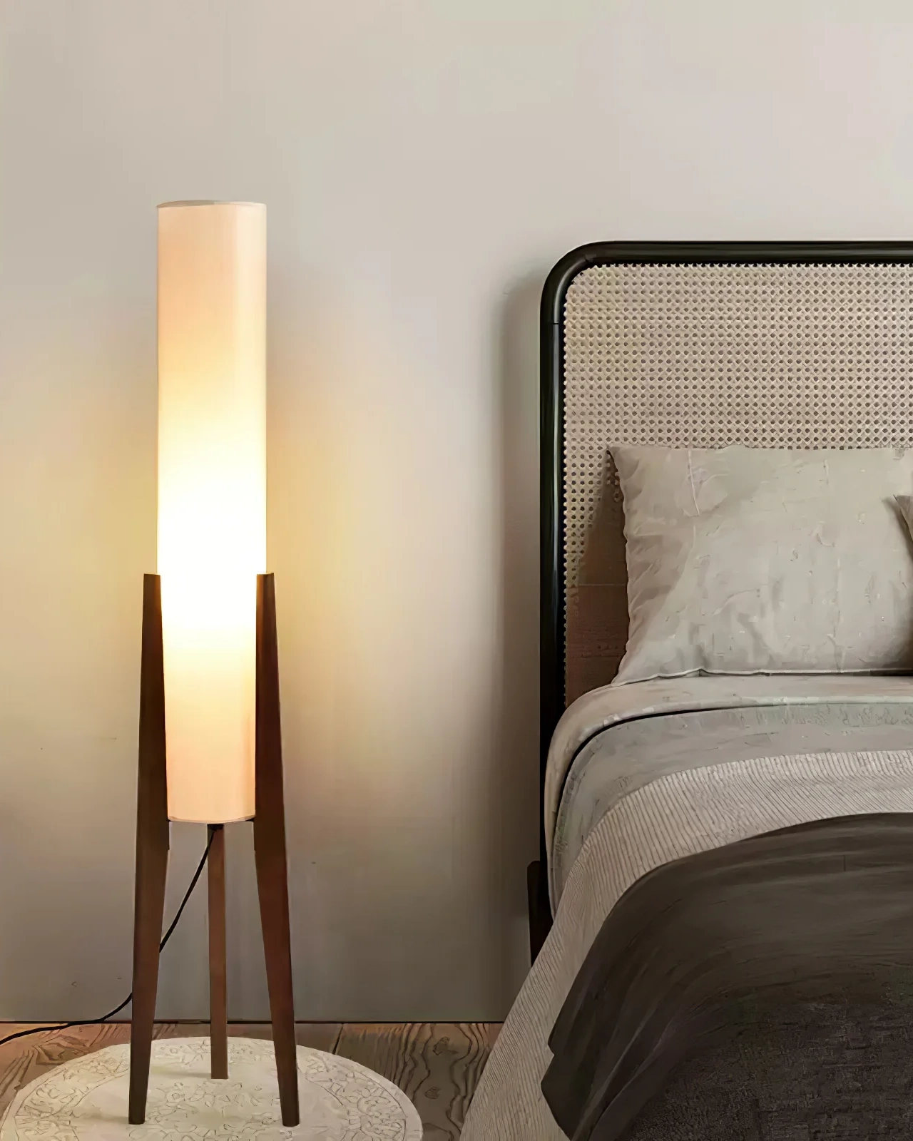 Tripod Walnut Floor Lamp