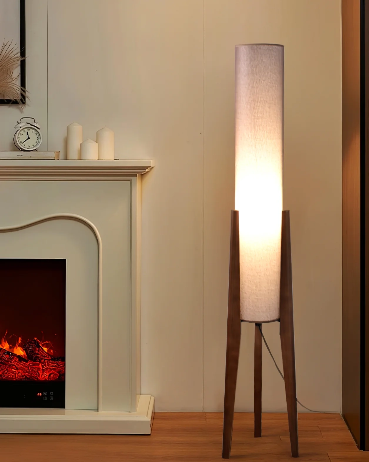 Tripod Walnut Floor Lamp