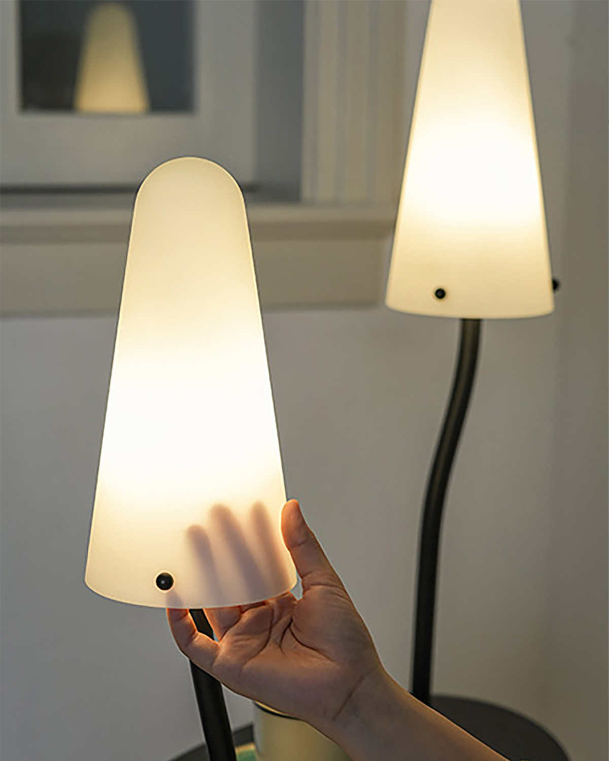 Twin Mushroom Side Table Floor Lamp