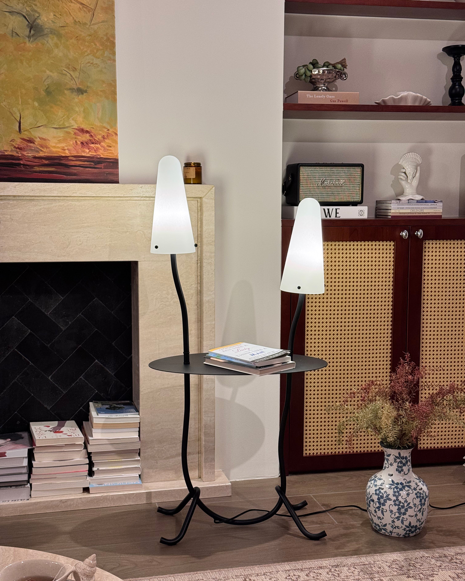 Twin Mushroom Side Table Floor Lamp