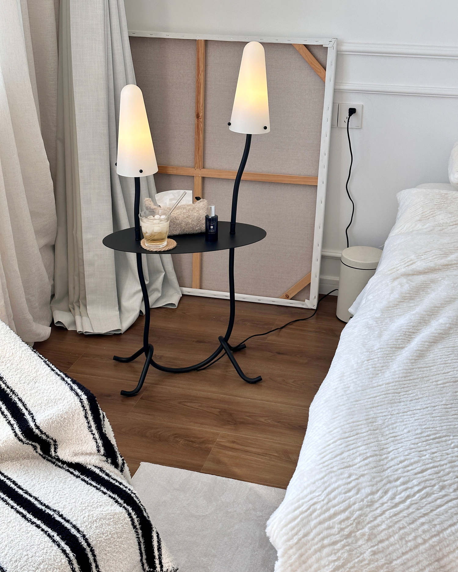 Twin Mushroom Side Table Floor Lamp