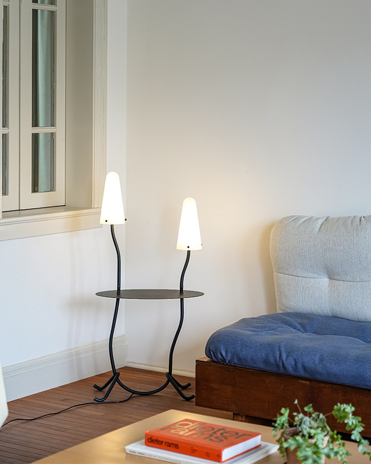 Twin Mushroom Side Table Floor Lamp