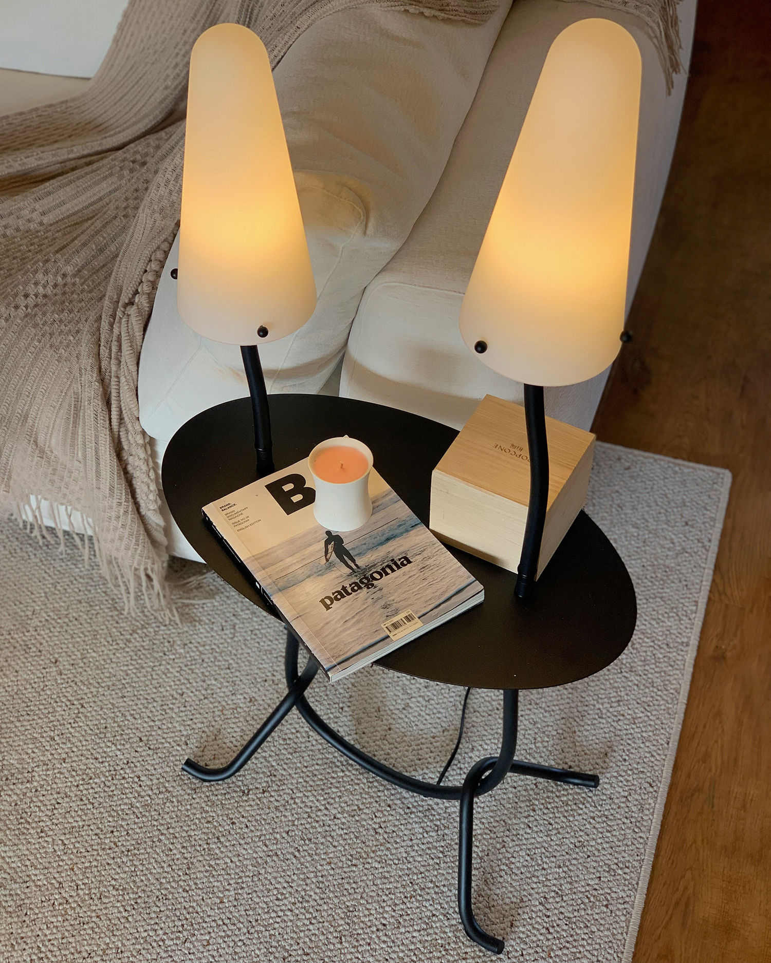 Twin Mushroom Side Table Floor Lamp