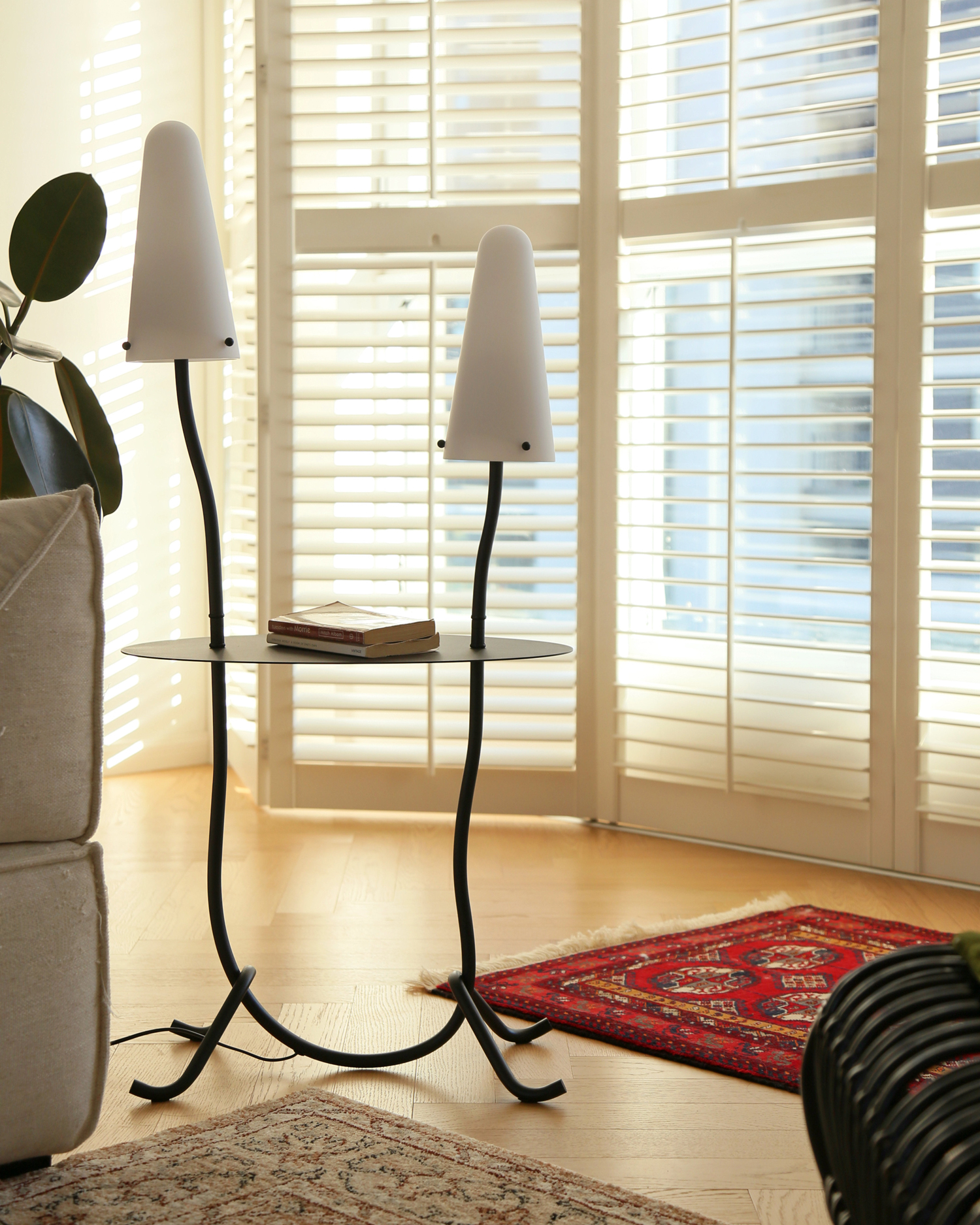 Twin Mushroom Side Table Floor Lamp