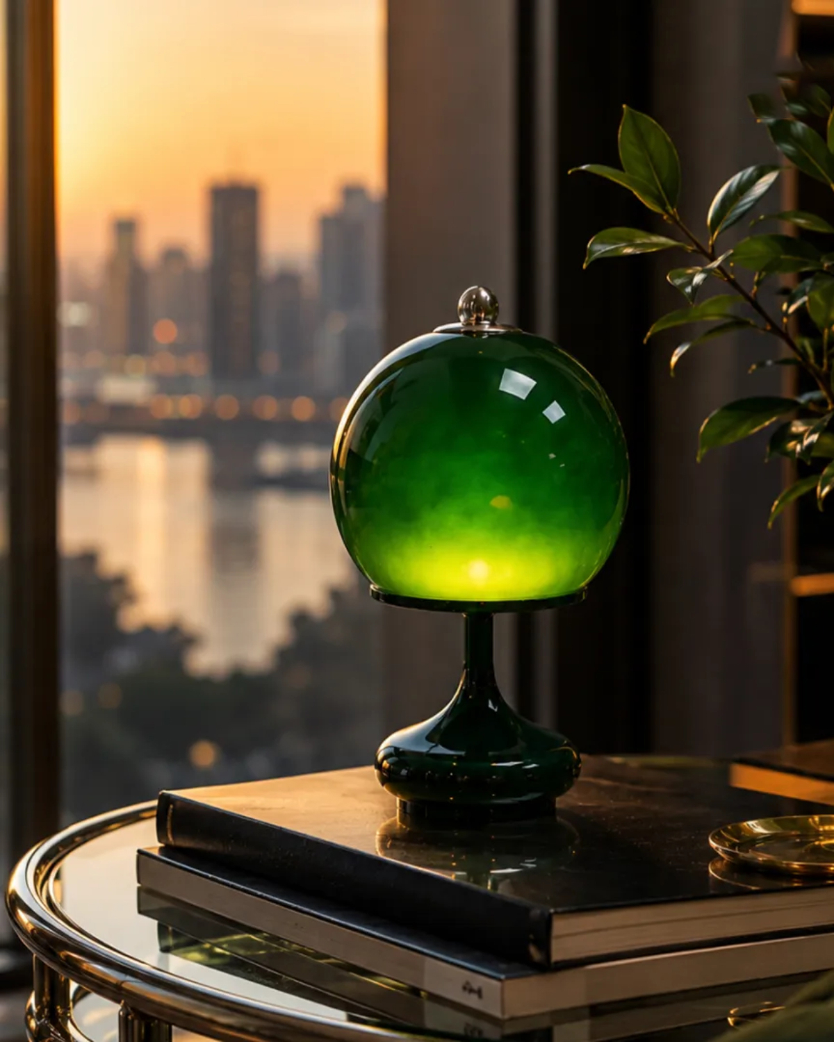 Viridian Glass Table Lamp