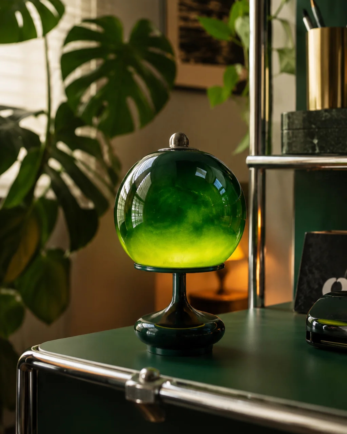 Viridian Glass Table Lamp