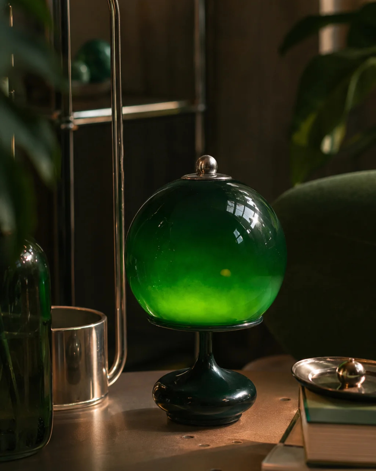 Viridian Glass Table Lamp