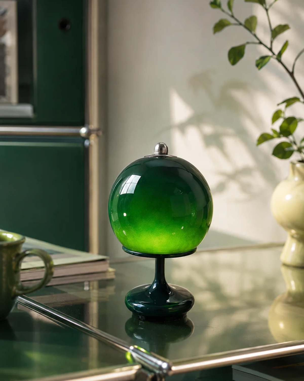 Viridian Glass Table Lamp