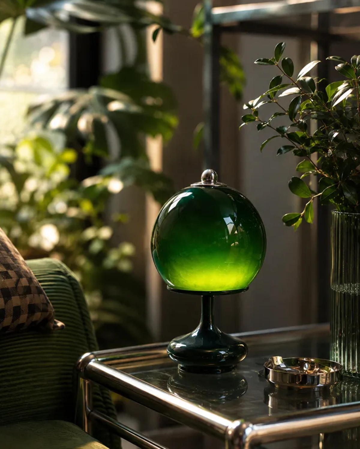 Viridian Glass Table Lamp