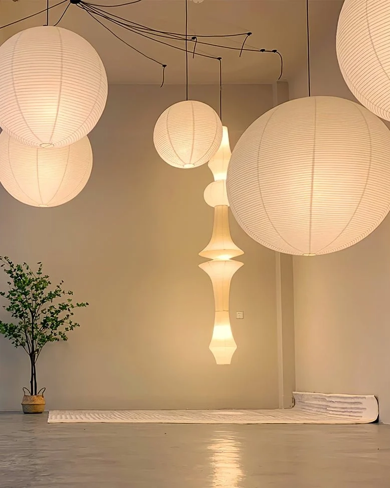 Washi Paper E Pendant Swag Light