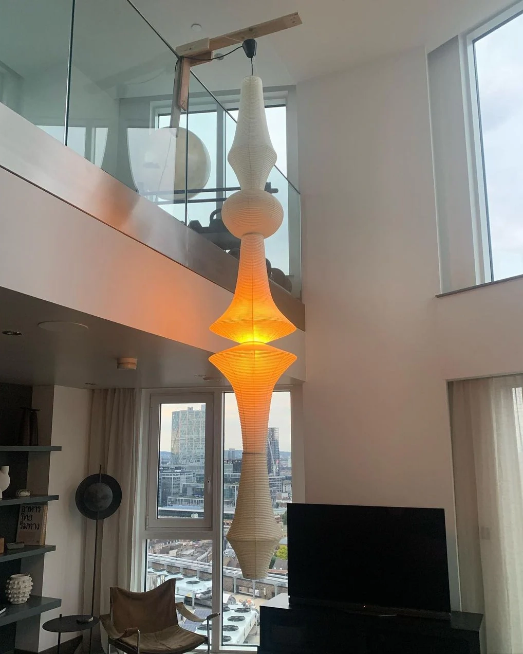 Washi Paper E Pendant Swag Light