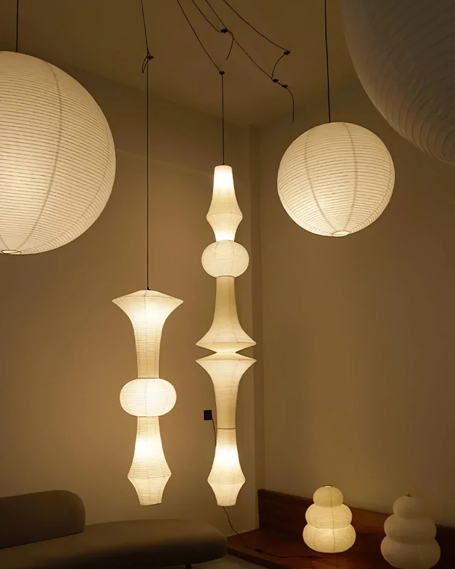 Washi Paper E Pendant Swag Light