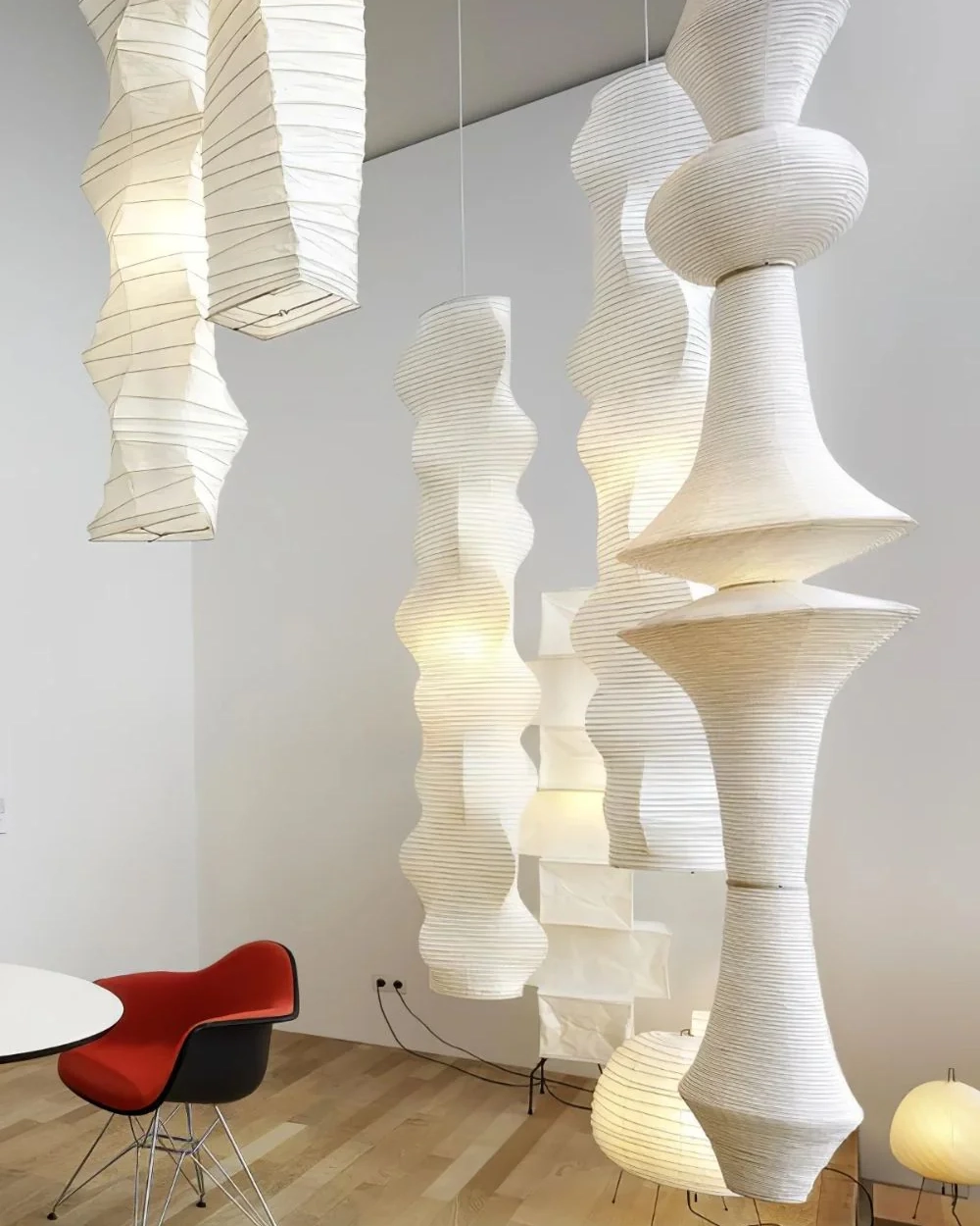 Washi Paper E Pendant Swag Light