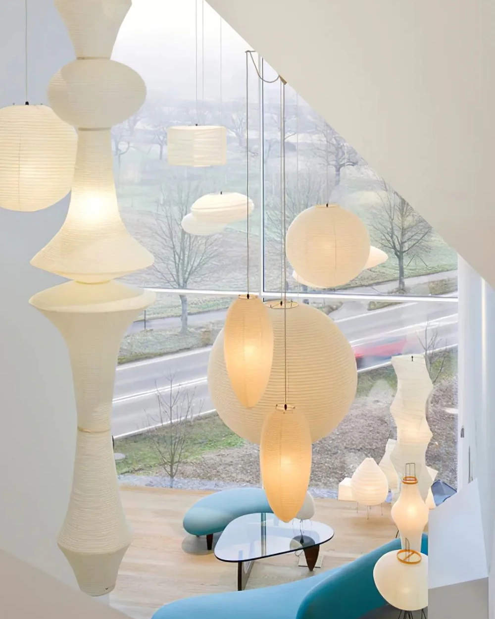 Washi Paper E Pendant Swag Light