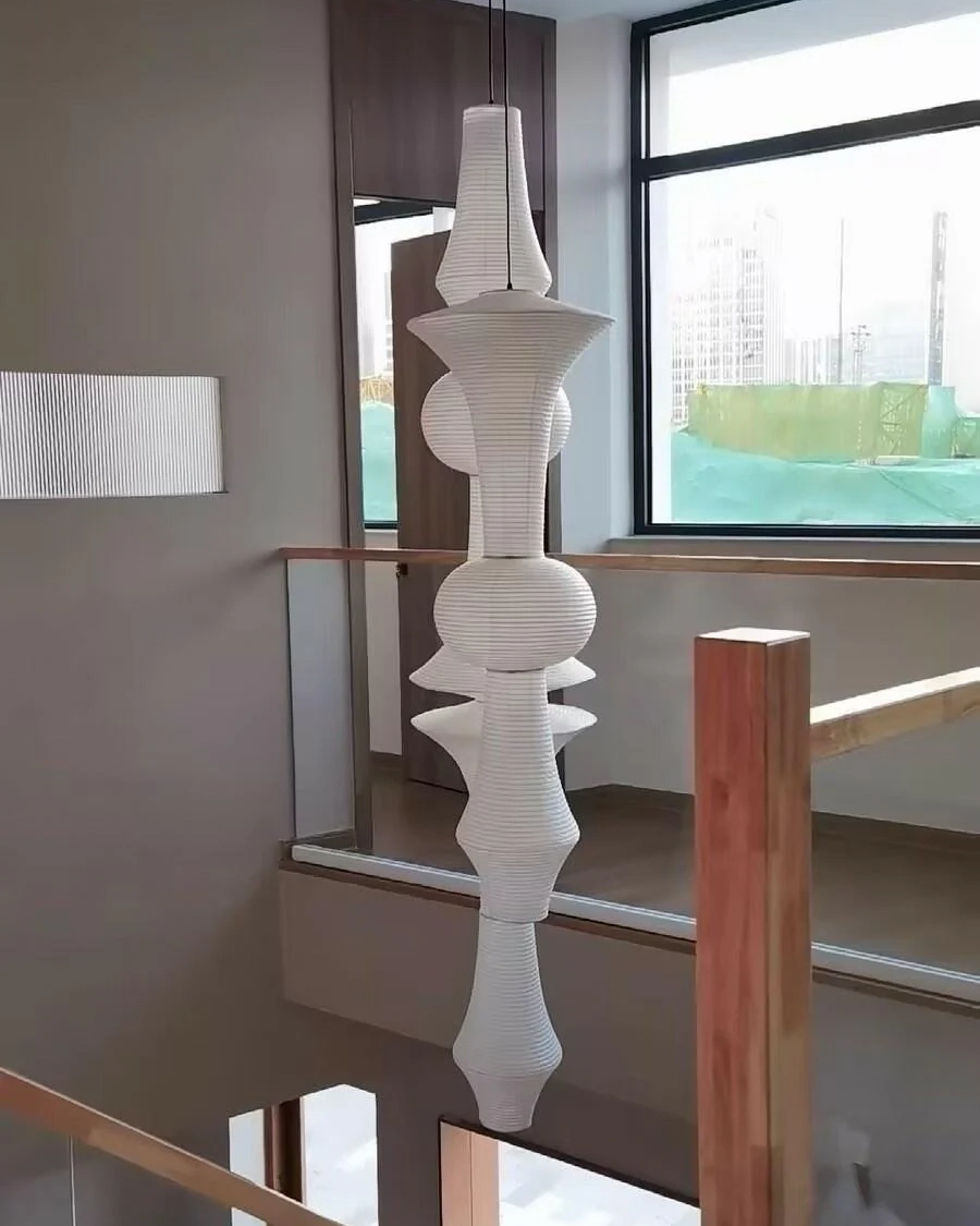 Washi Paper E Pendant Swag Light