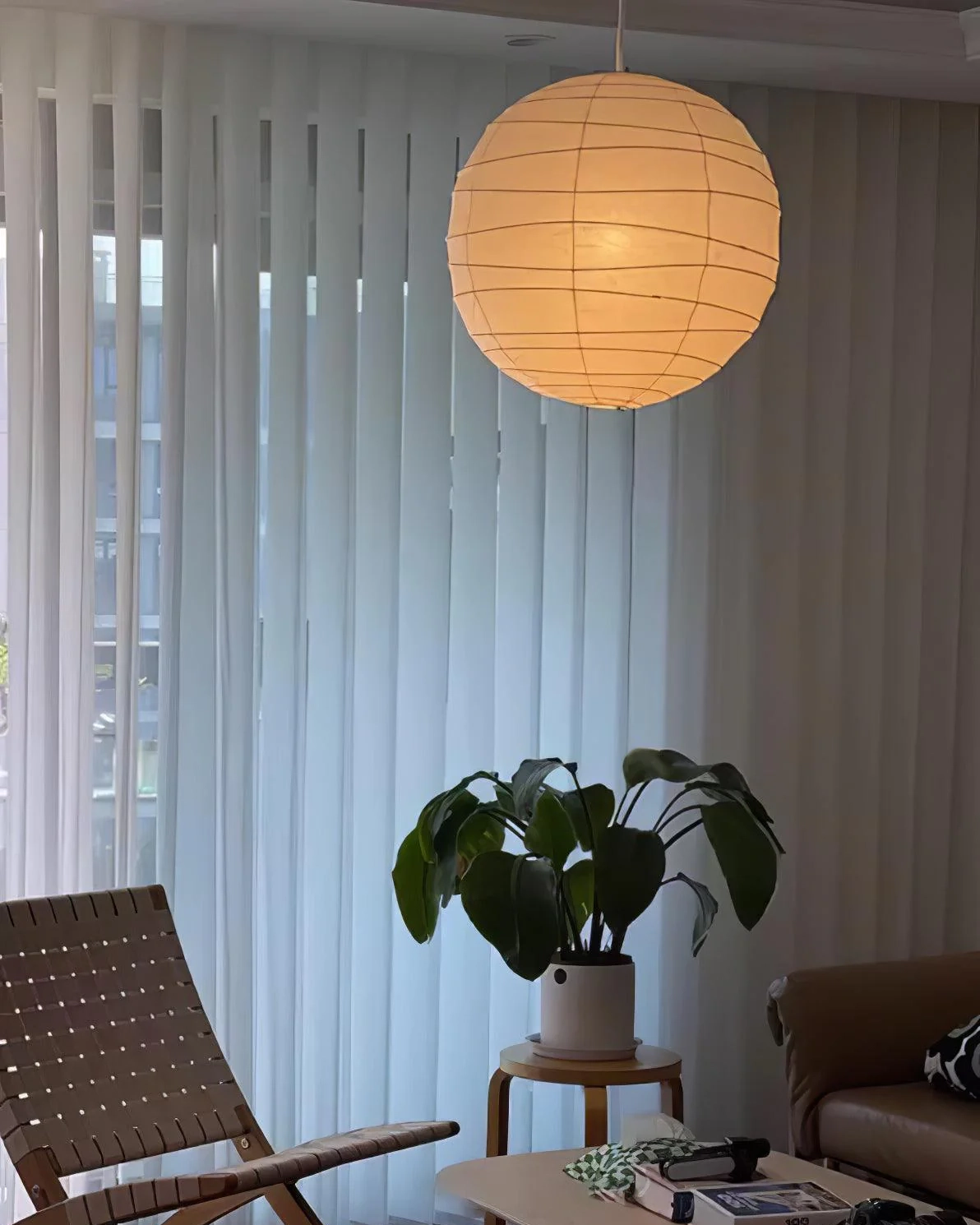 Washi Paper Pendant Swag Lamp