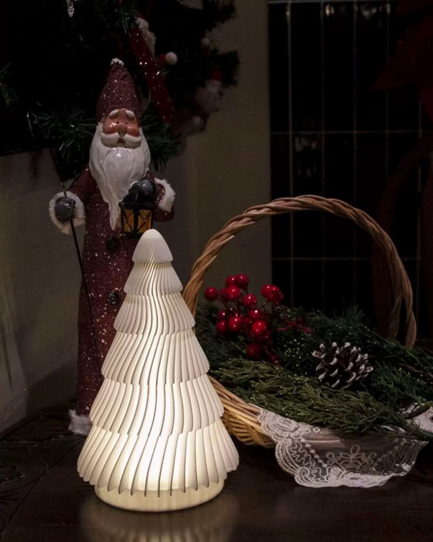 White Christmas Tree Table Lamp