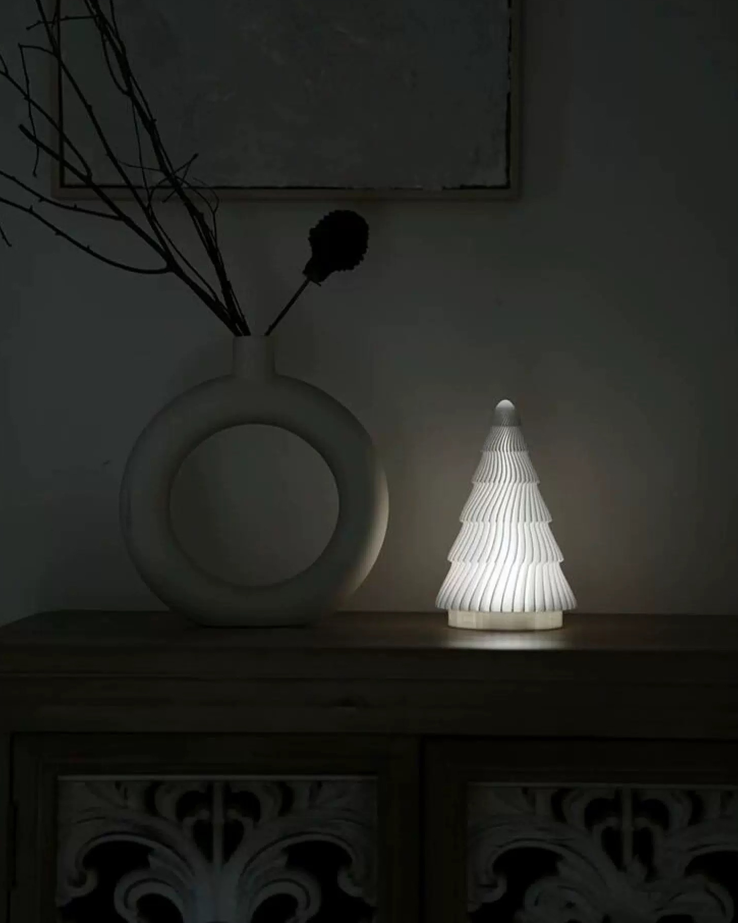 White Christmas Tree Table Lamp