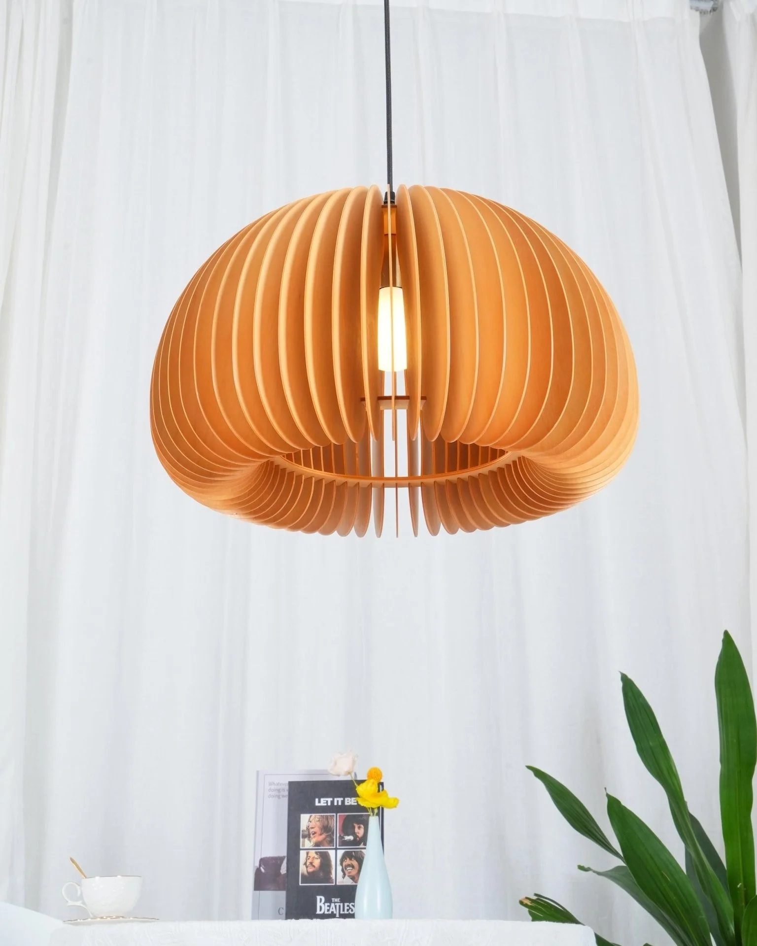 Wooden Pumpkin Pendant Lamp