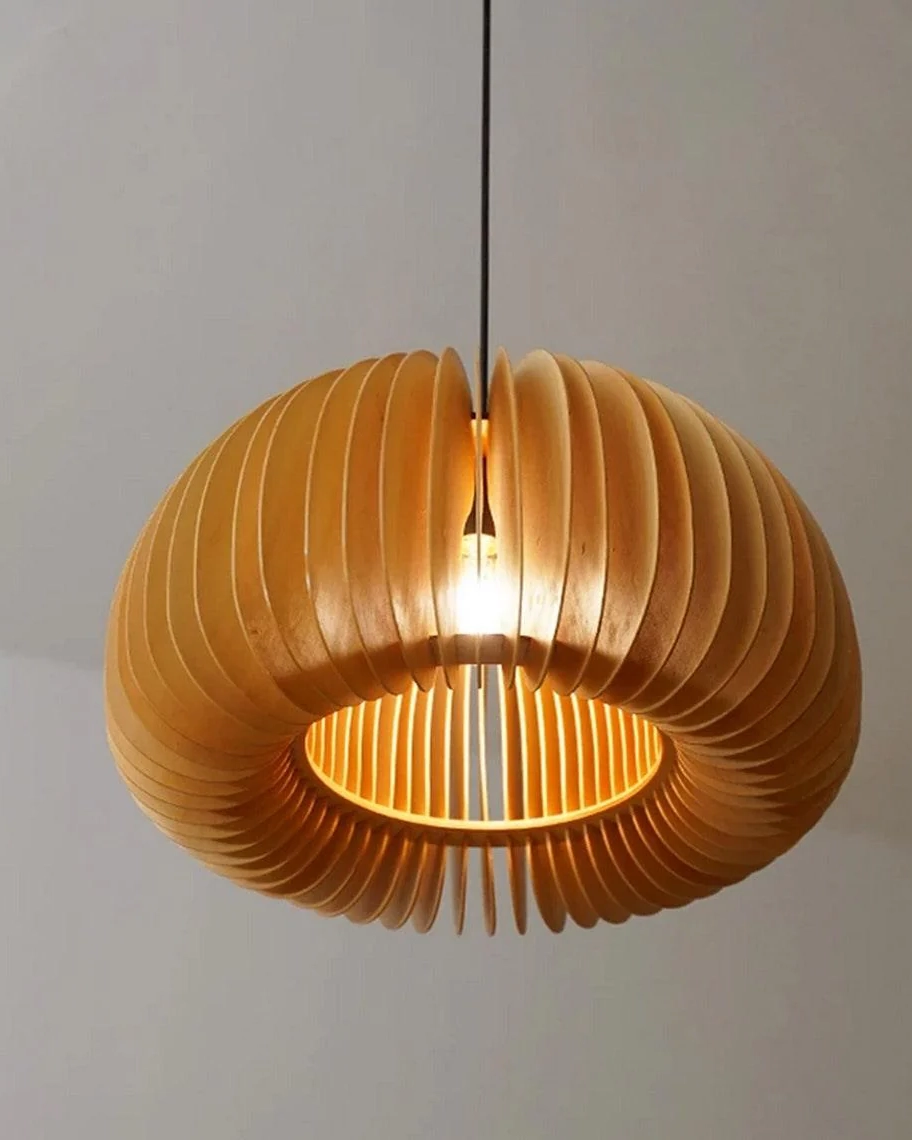 Wooden Pumpkin Pendant Lamp