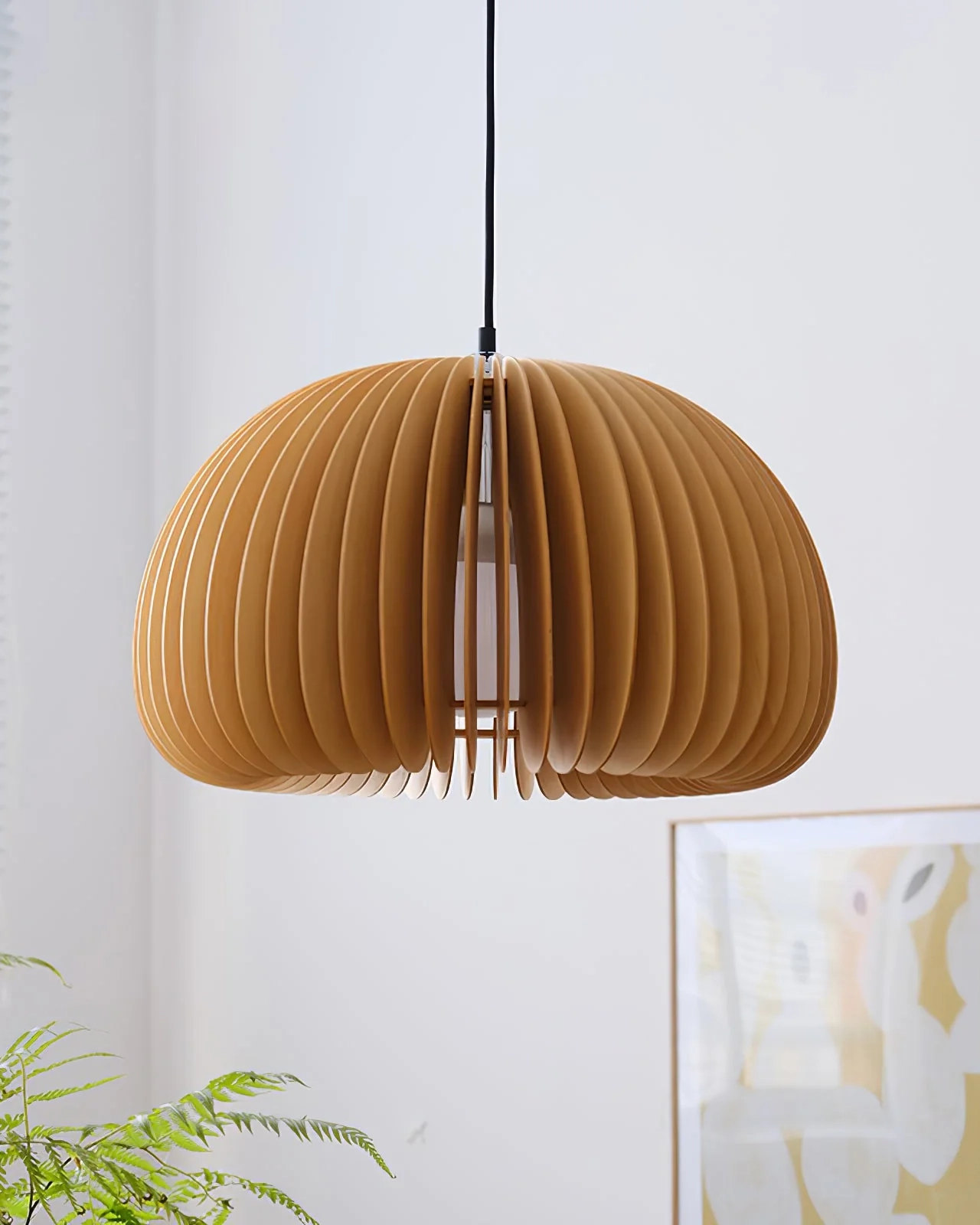 Wooden Pumpkin Pendant Lamp