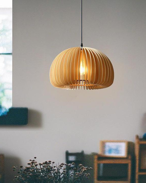 Wooden Pumpkin Pendant Lamp