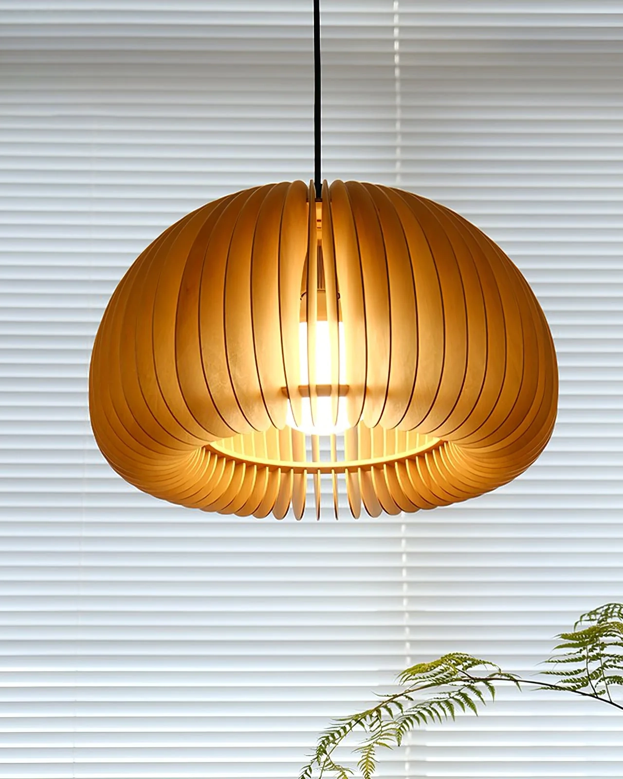 Wooden Pumpkin Pendant Lamp
