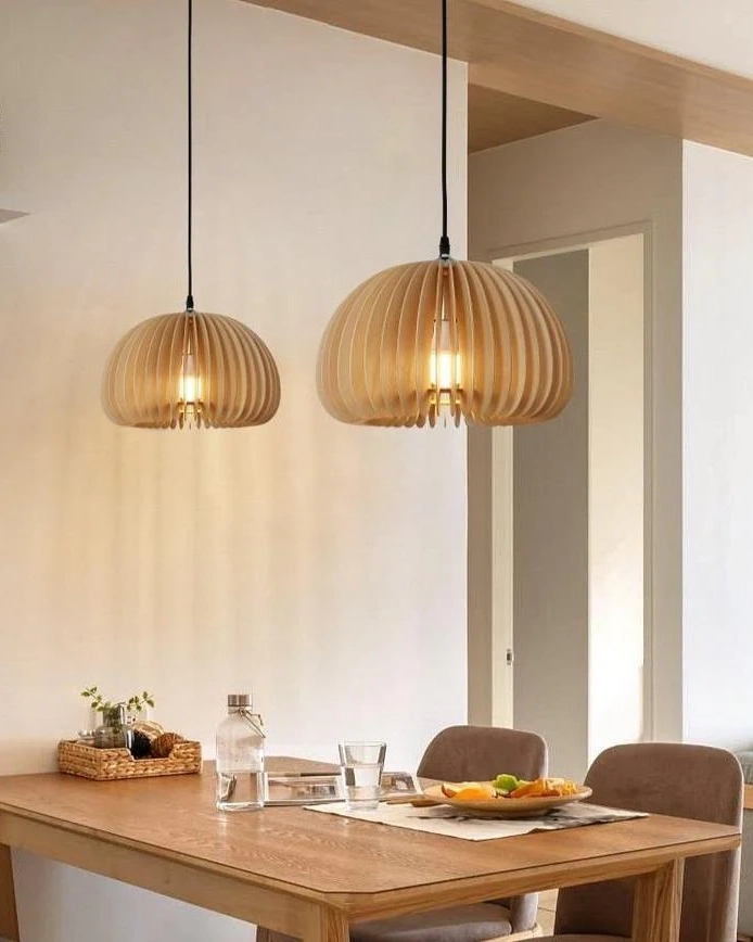 Wooden Pumpkin Pendant Lamp