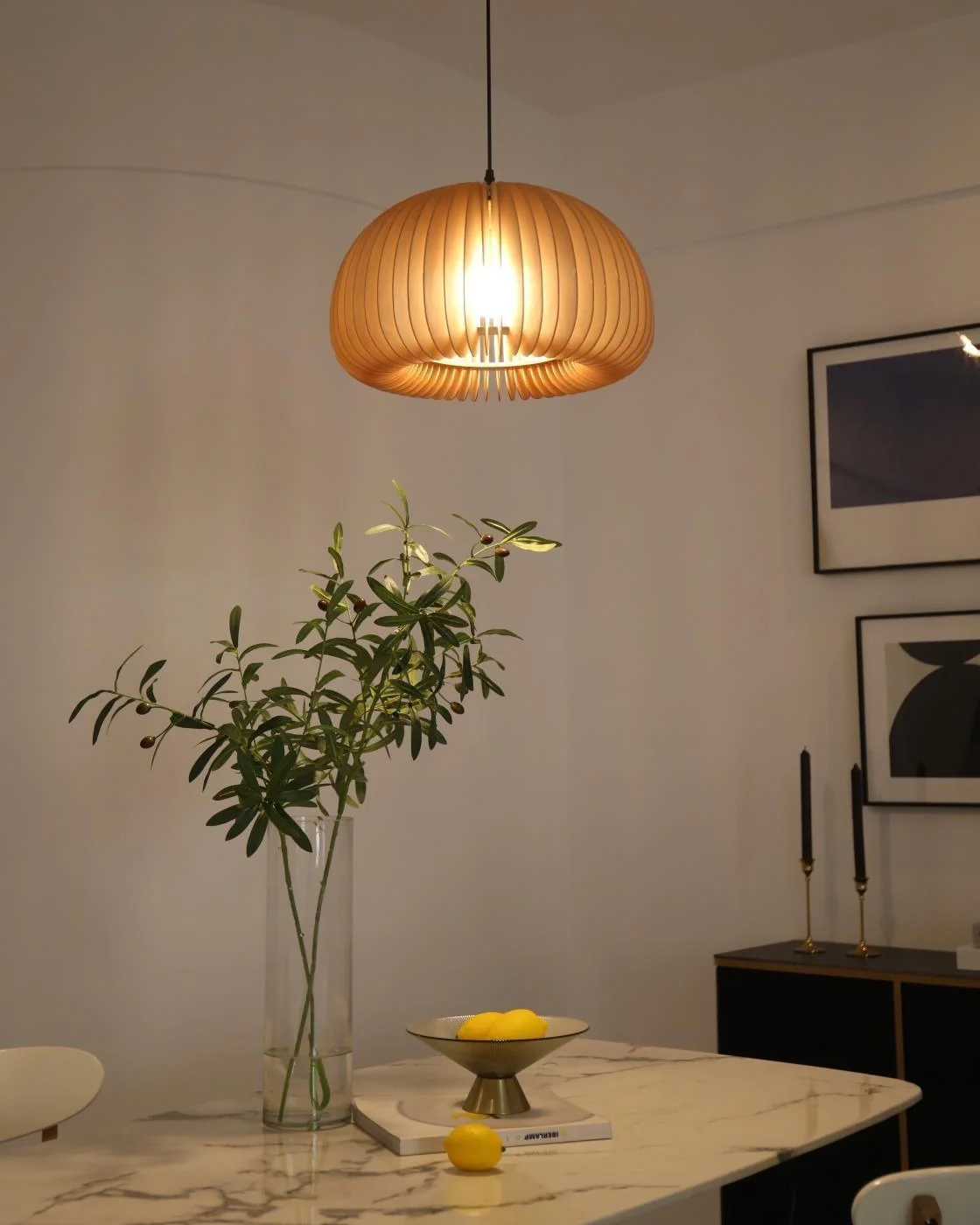 Wooden Pumpkin Pendant Lamp