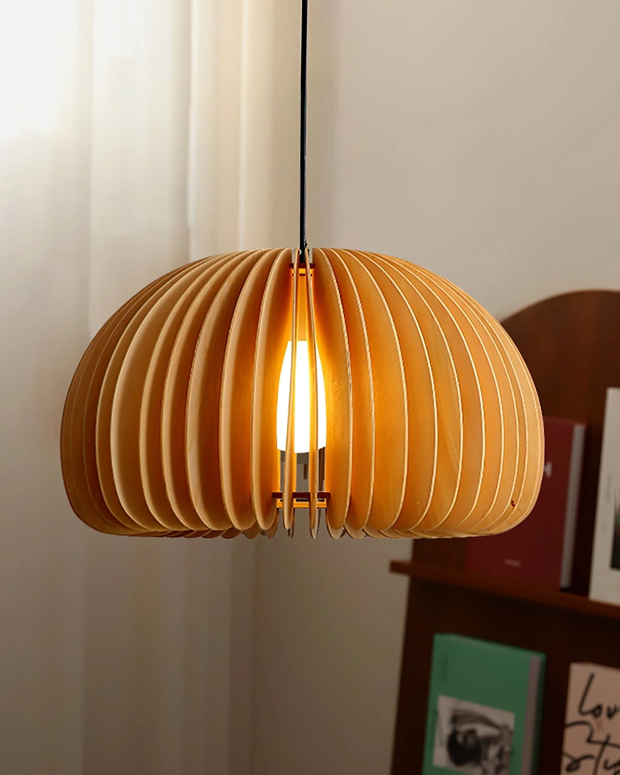 Wooden Pumpkin Pendant Lamp