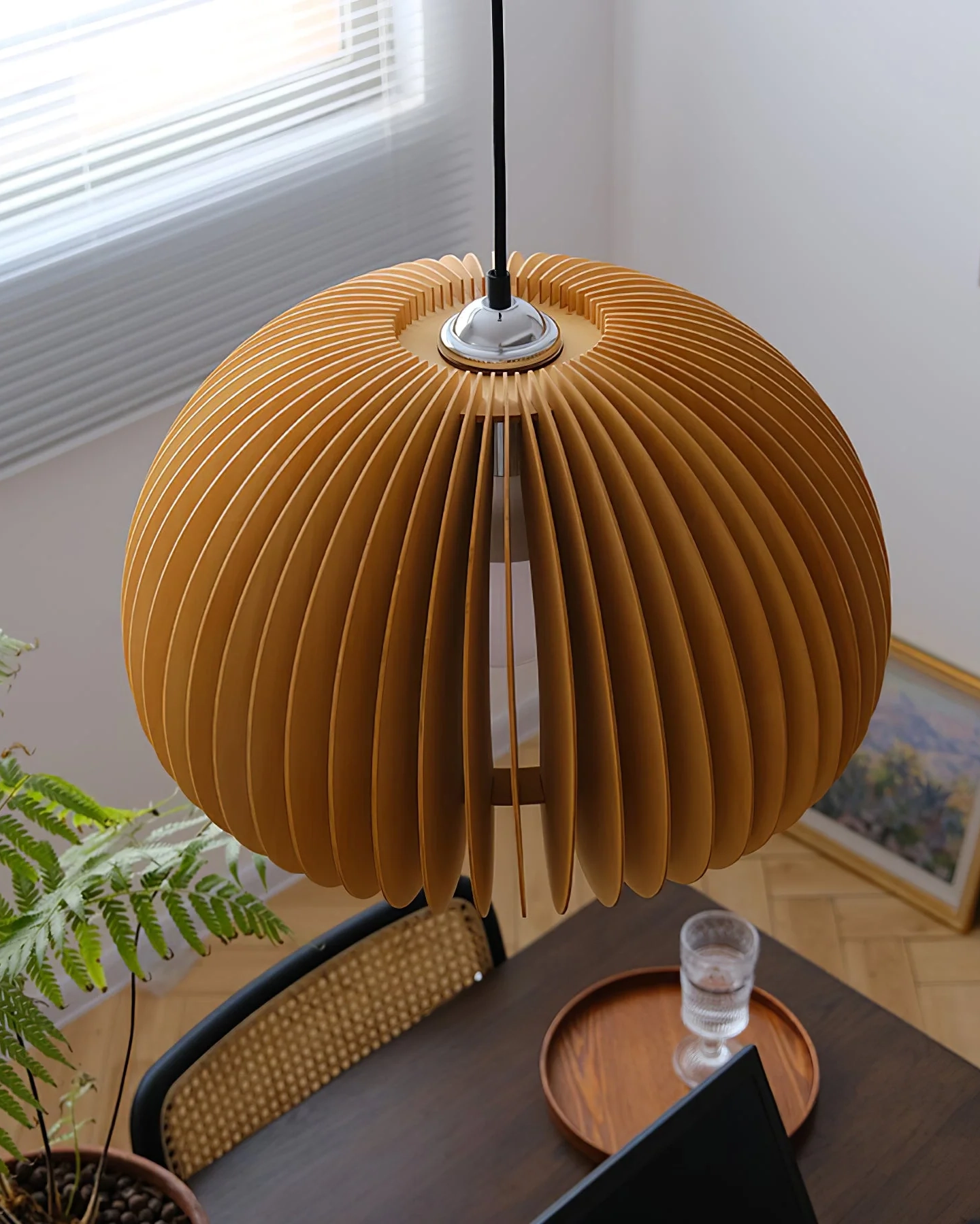 Wooden Pumpkin Pendant Lamp
