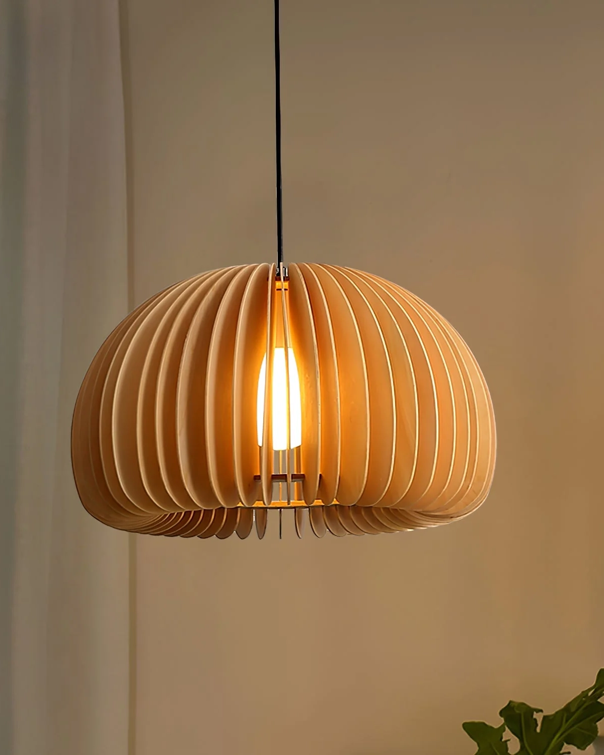 Wooden Pumpkin Pendant Lamp