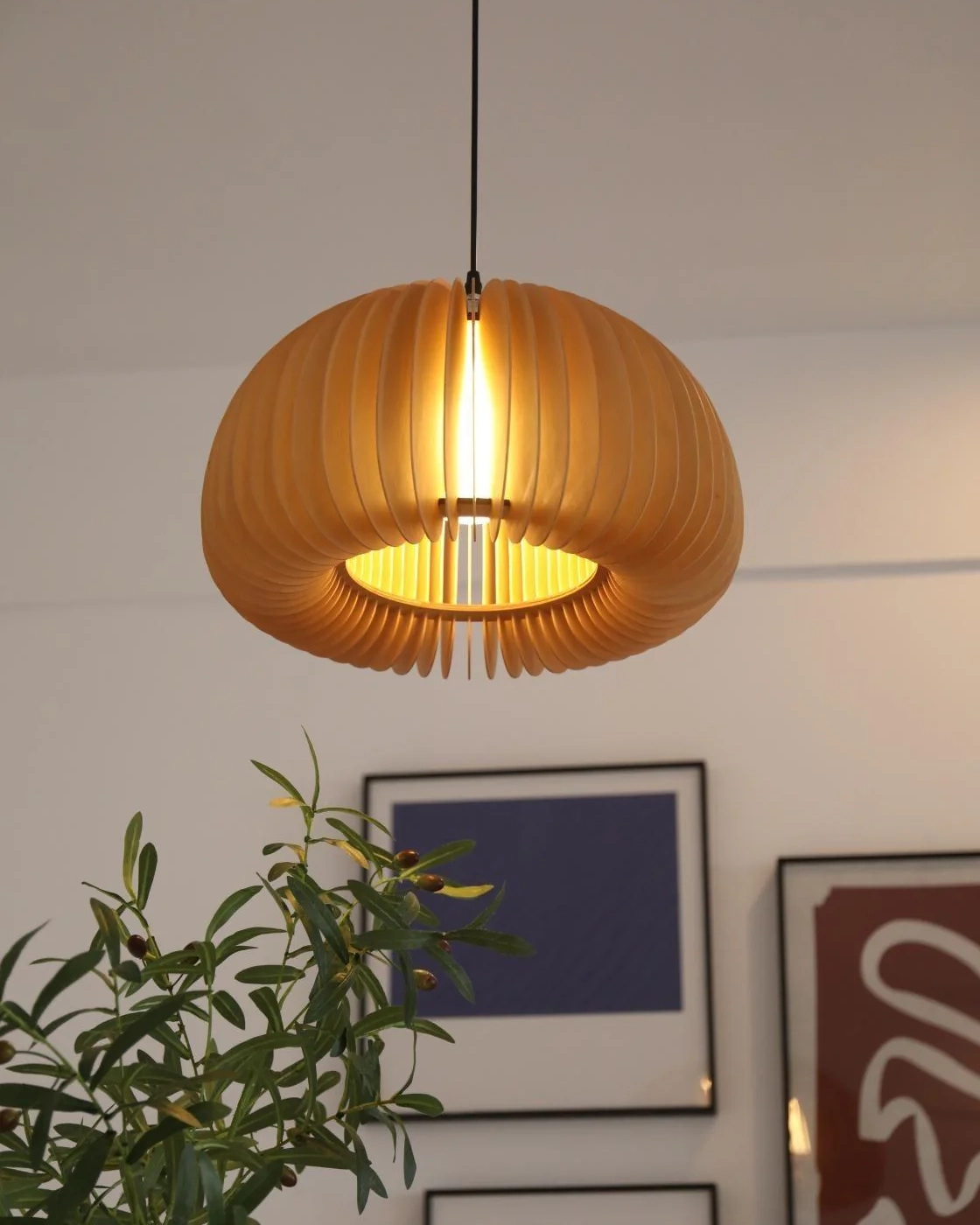 Wooden Pumpkin Pendant Lamp