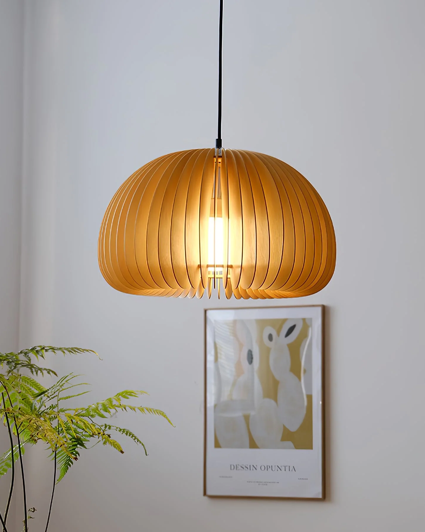 Wooden Pumpkin Pendant Lamp