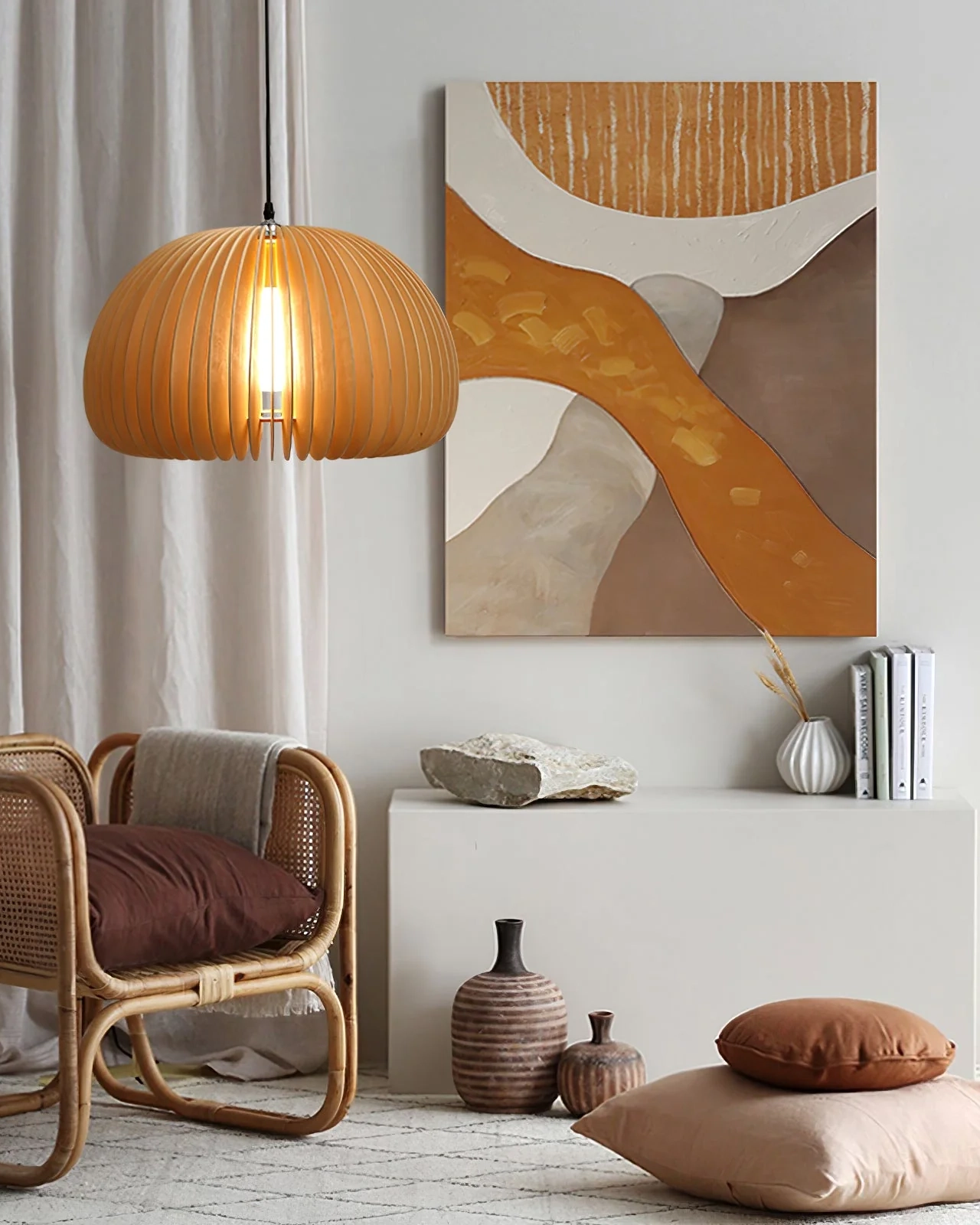 Wooden Pumpkin Pendant Lamp
