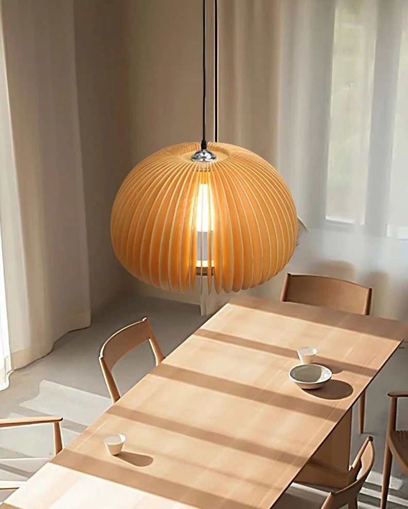 Wooden Pumpkin Pendant Lamp