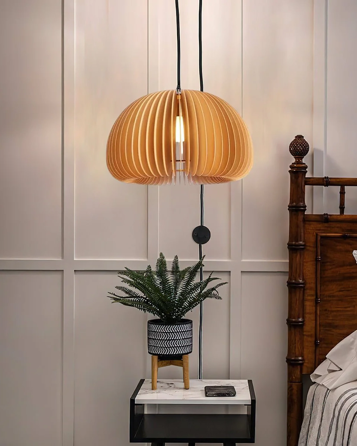 Wooden Pumpkin Pendant Lamp