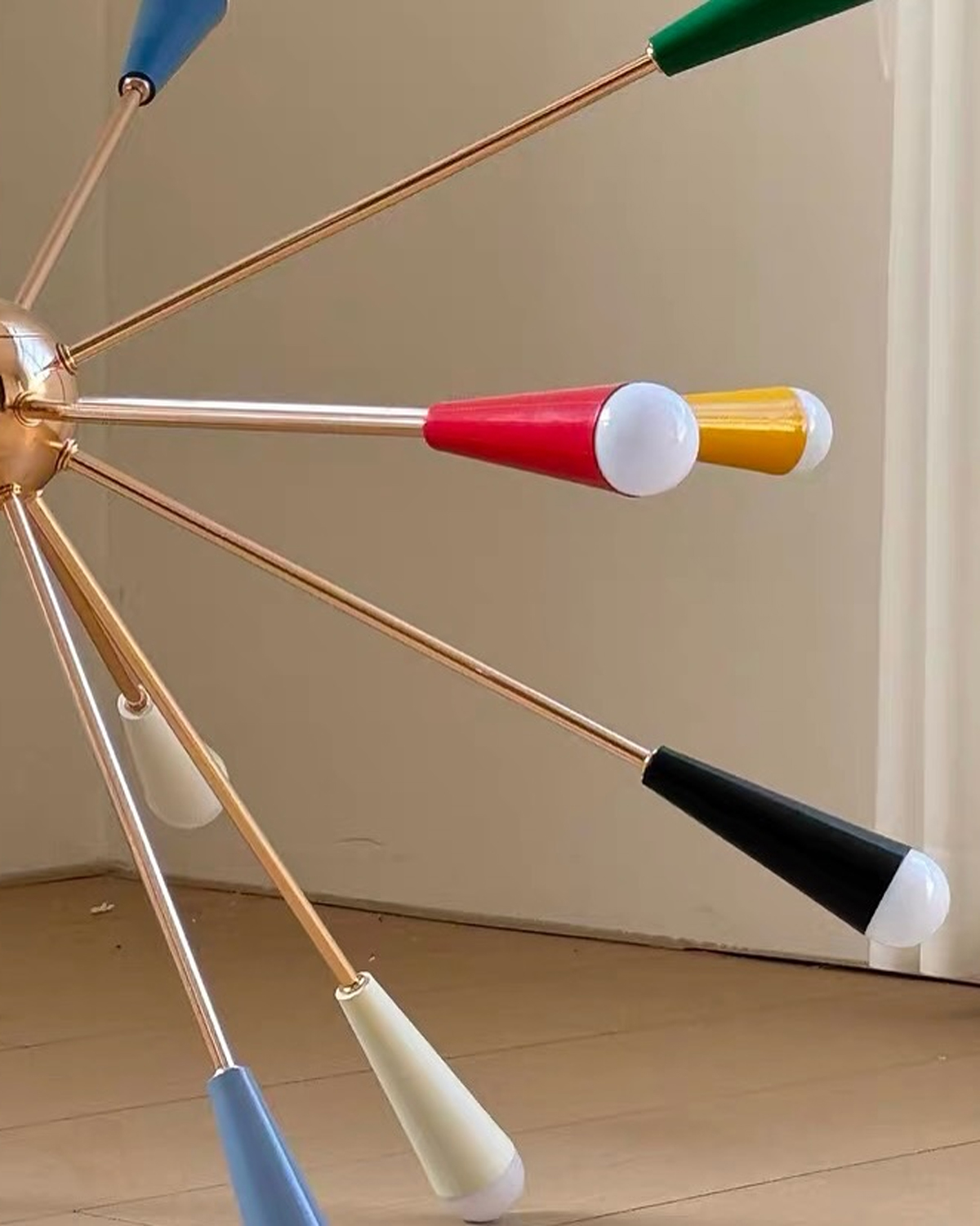 Sputnik Firework Brass Chandelier