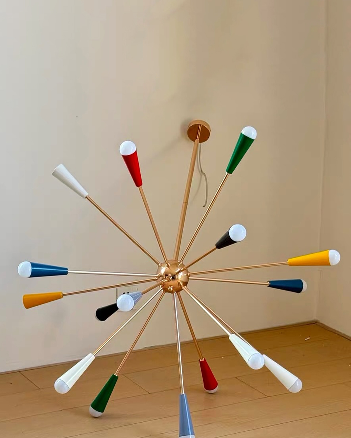 Sputnik Firework Brass Chandelier