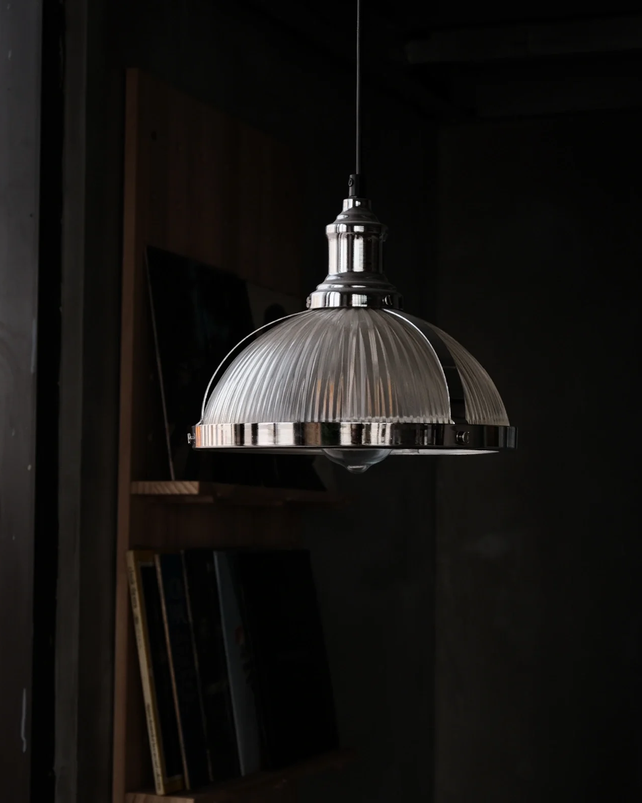 Bistro Ribbed Glass Pendant Light