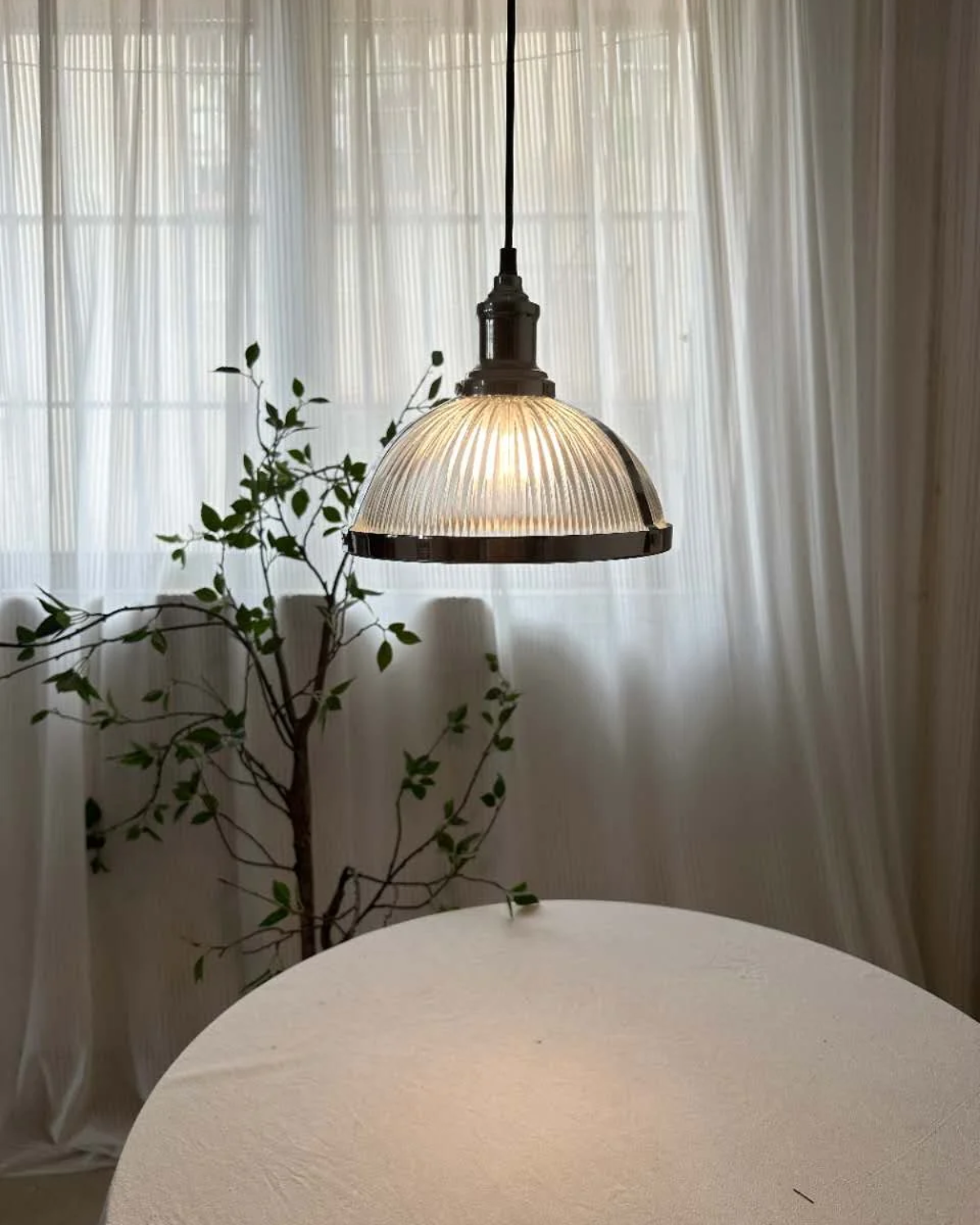 Bistro Ribbed Glass Pendant Light