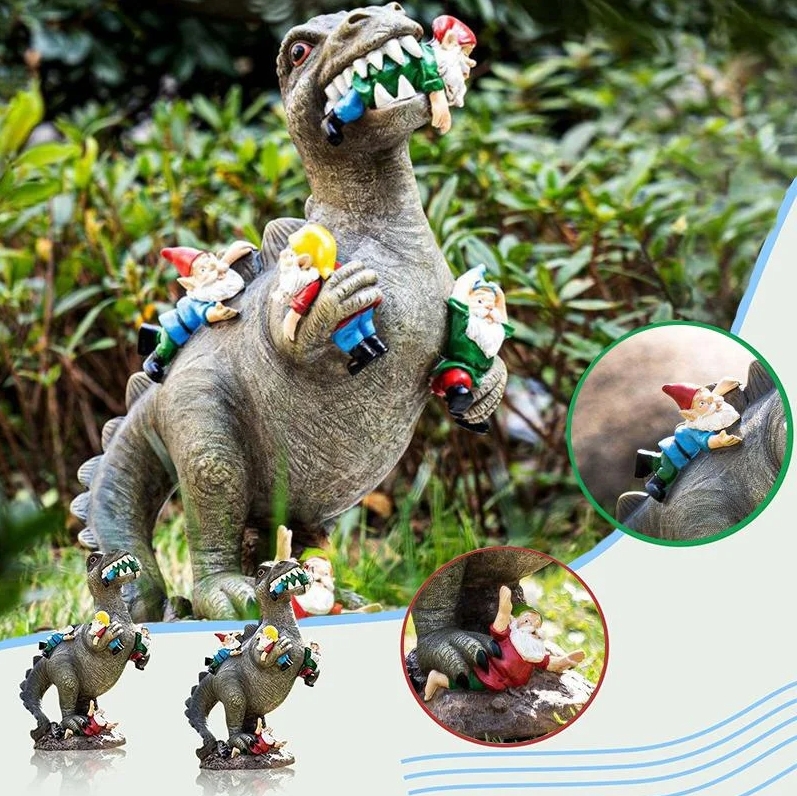 Dinosaur Gnome Garden Statue