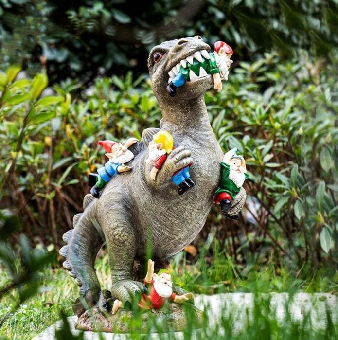 Dinosaur Gnome Garden Statue