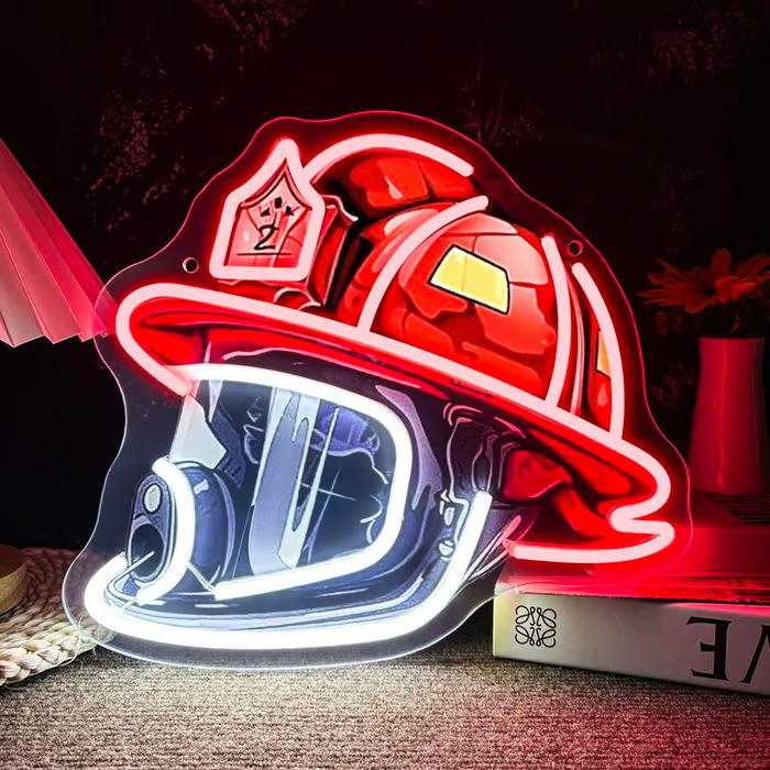 Firefighter Tribute Helmet Neon Light Ornament